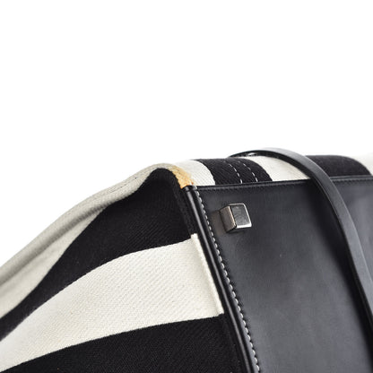 Celine Cotton Canvas Striped Medium Phantom Luggage White Black 9 of 19