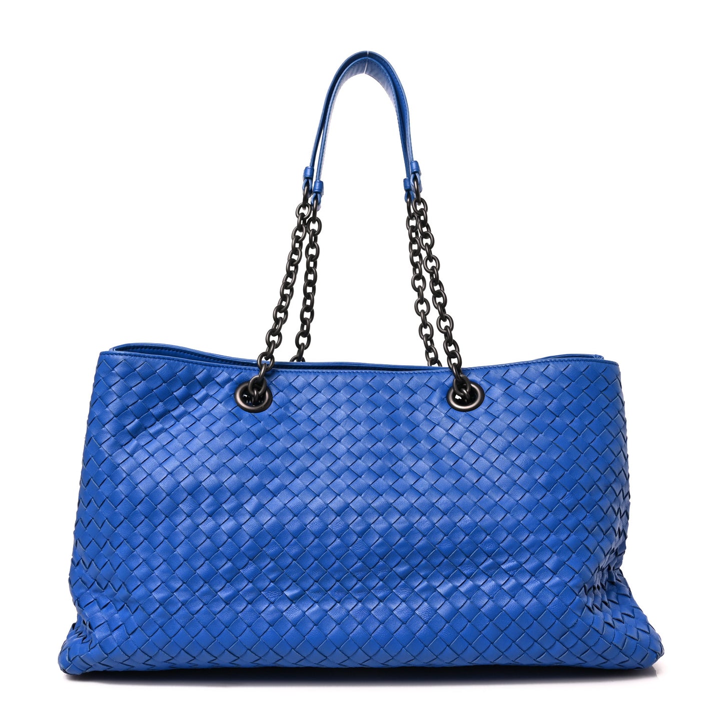 Nappa Intrecciato Large Classic Chain Strap Tote Signal Blue