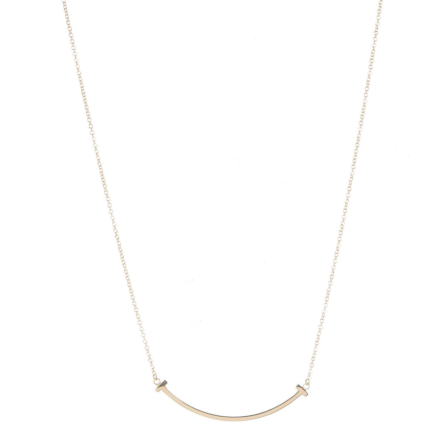 18K Yellow Gold Small T Smile Pendant Necklace
