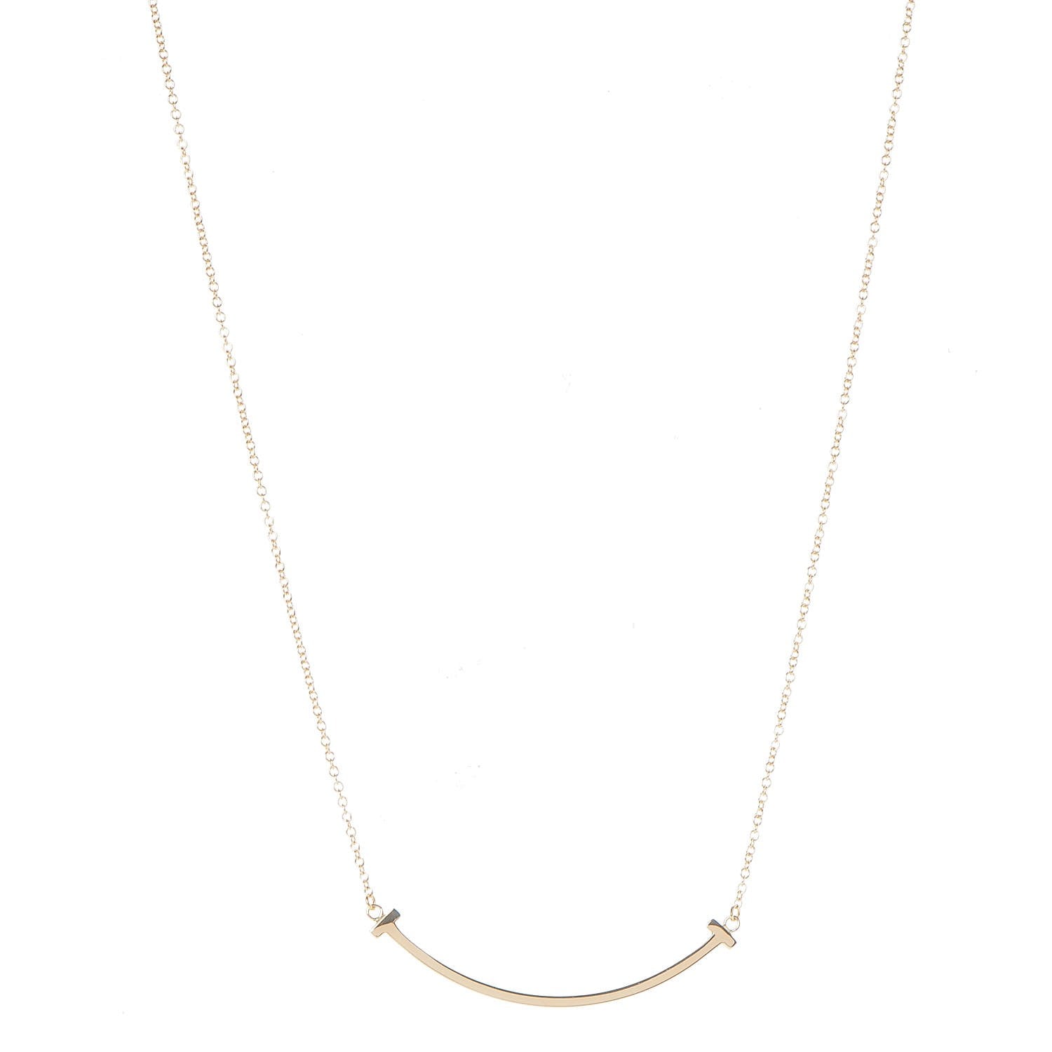 Tiffany 18K Yellow Gold Small T Smile Pendant Necklace 1 of 6