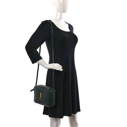 Saint Laurent Calfskin Matelasse Monogram Lou Camera Bag Vert Fonce 2 of 10