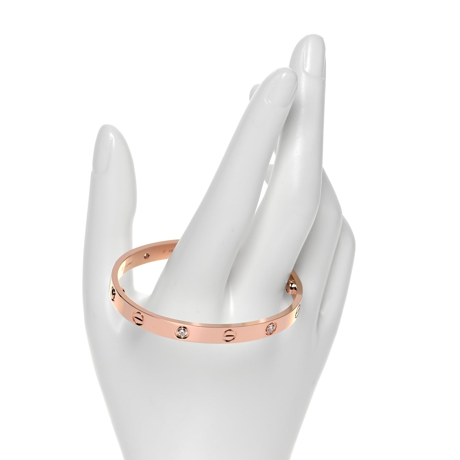 Cartier 18K Pink Gold 4 Diamond LOVE Bracelet 17 2 of 5