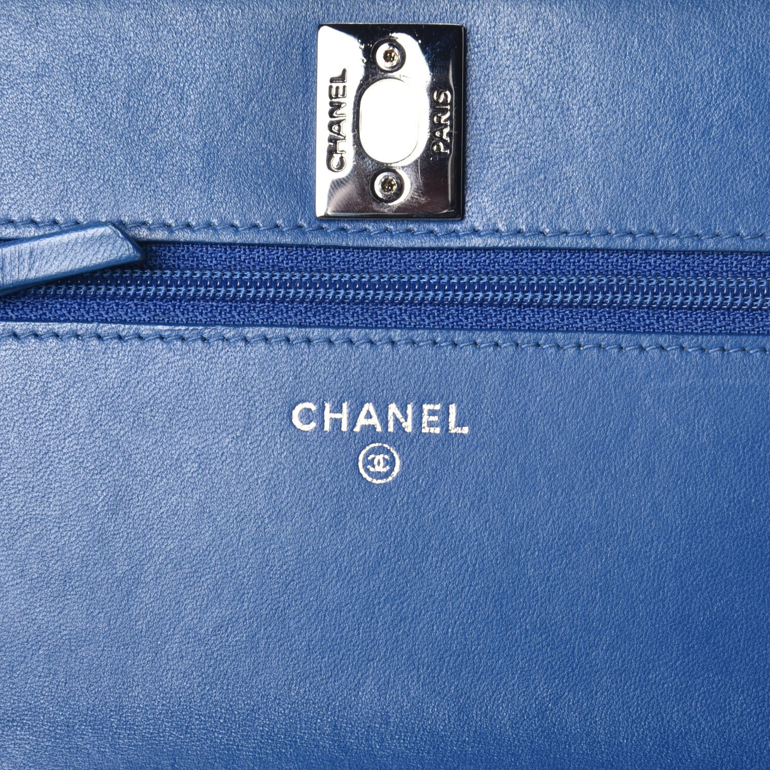 Chanel Lambskin Quilted Trendy CC Wallet On Chain WOC Blue 6 of 16