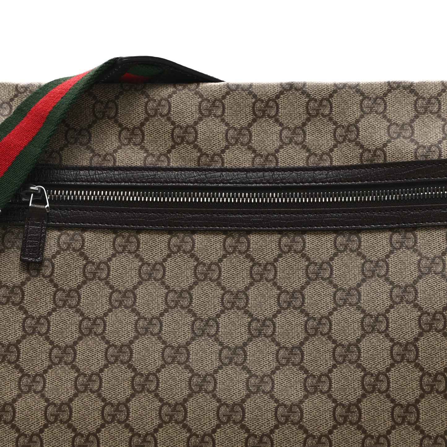 GG Plus Monogram Web Large Flap Messenger Bag Beige Dark Brown