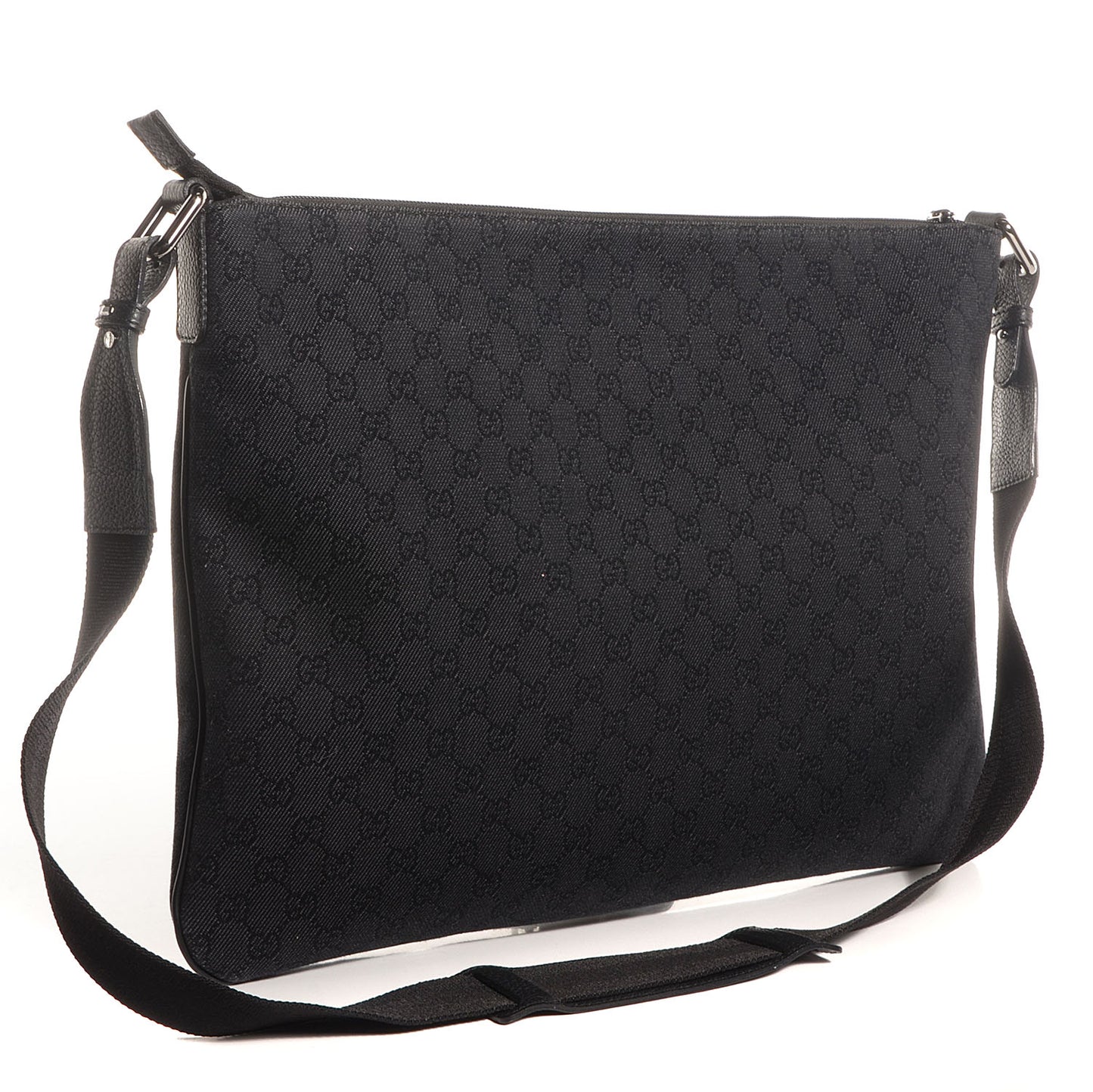 Denim Monogram Flat Messenger Bag Black