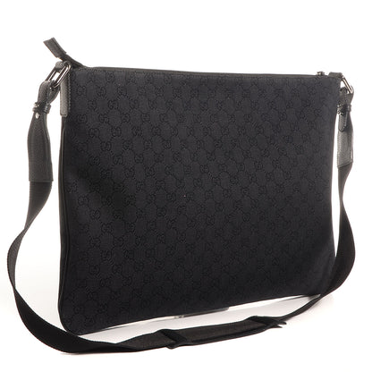 Gucci Denim Monogram Flat Messenger Bag Black 3 of 8
