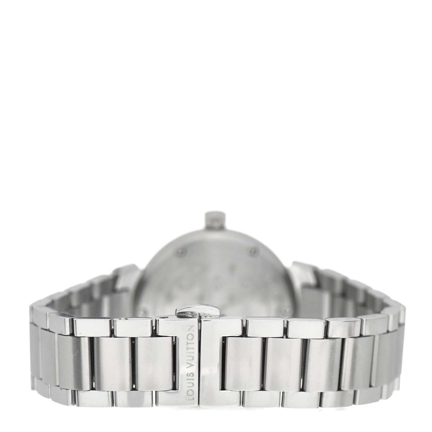 Louis Vuitton Stainless Steel Diamond Mother of Pearl 28mm Tambour Lovely Quartz Watch 3 of 5