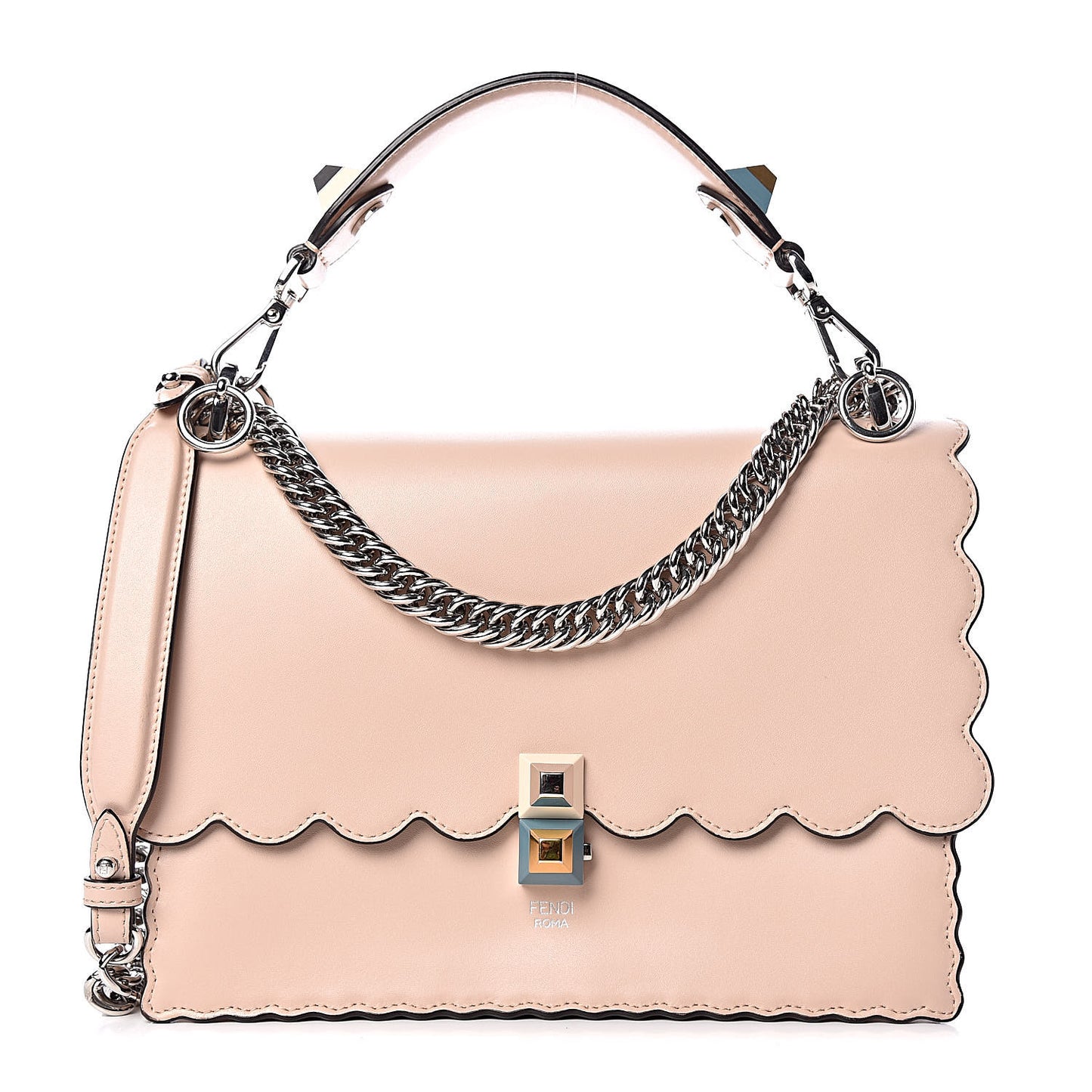 Vitello Liberty Scalloped Studded Kan I Shoulder Bag Plaster