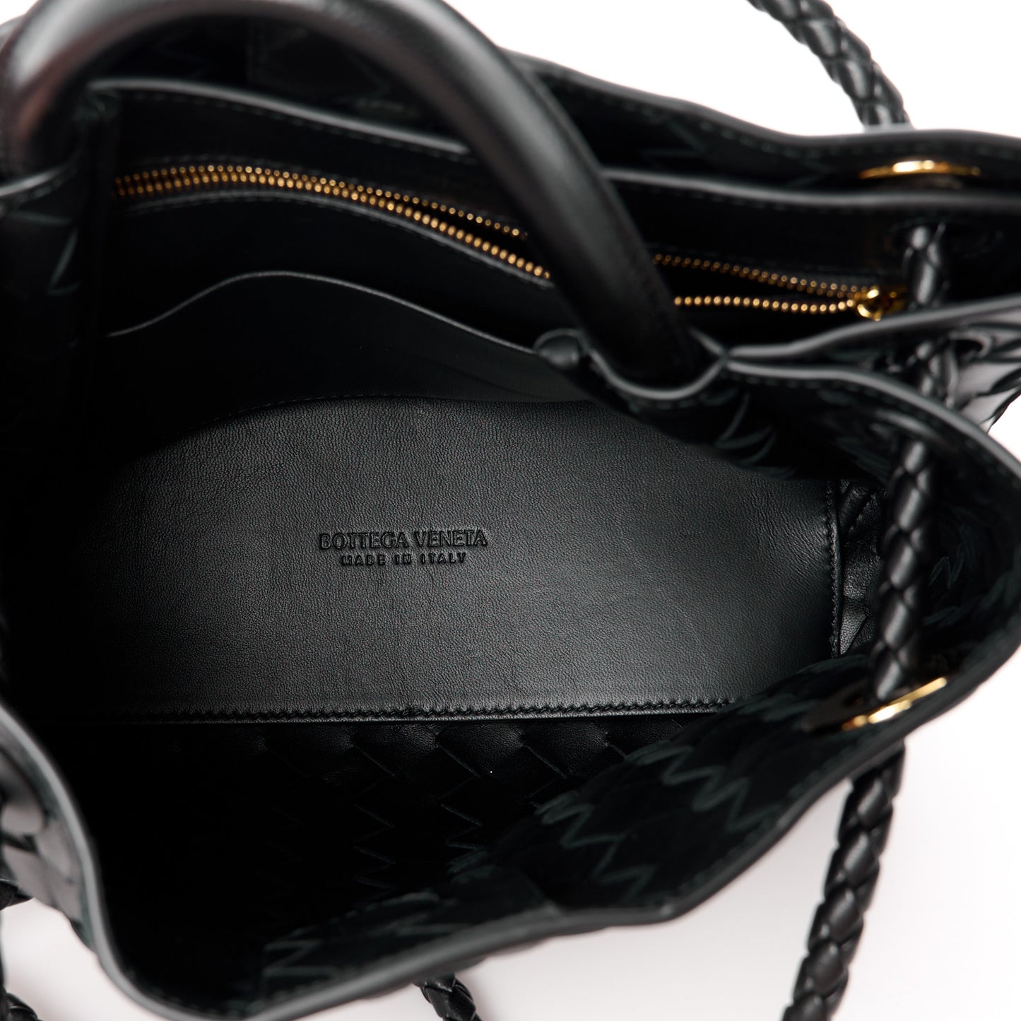 Nappa Intrecciato Small Andiamo Shoulder Bag Black