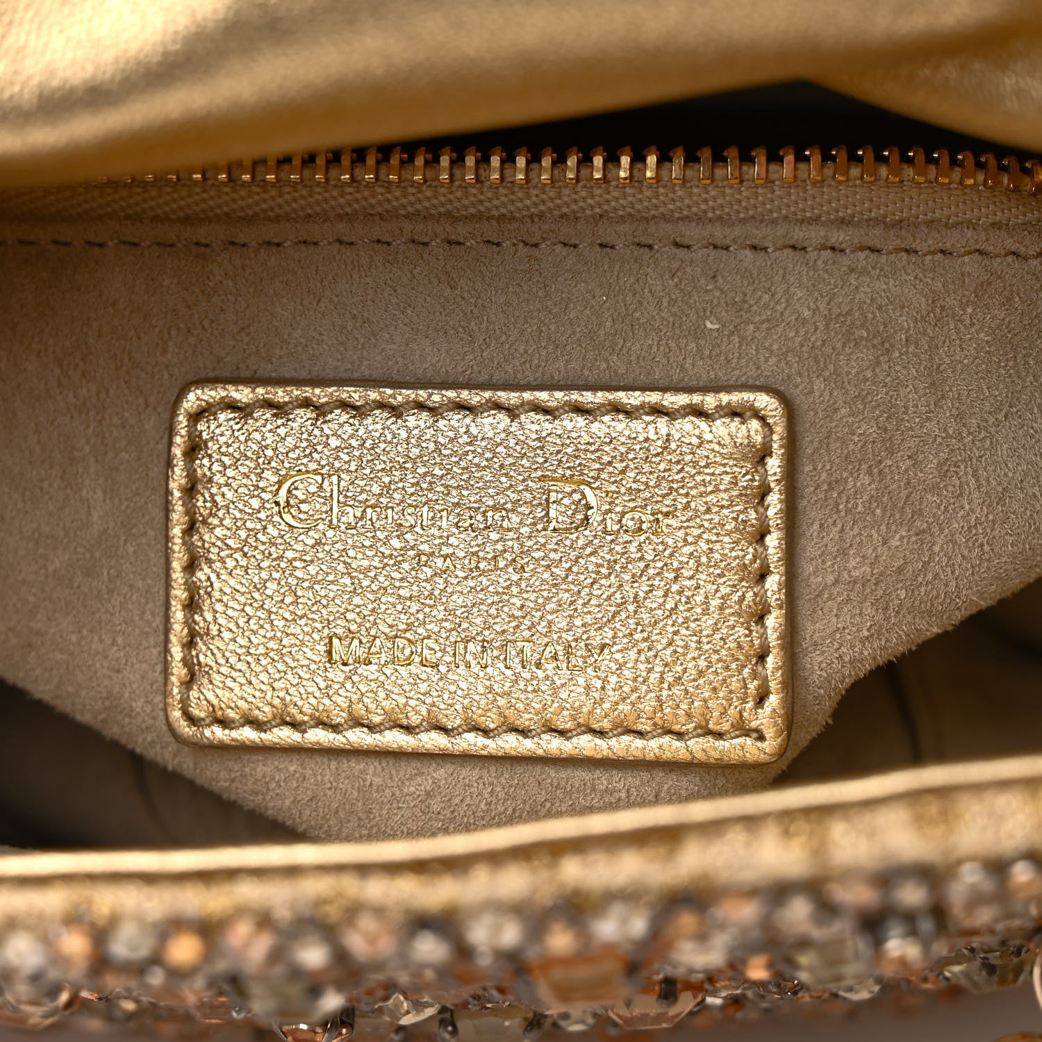 Christian Dior Metallic Calfskin Bead Embroidery Mini Lady Dior