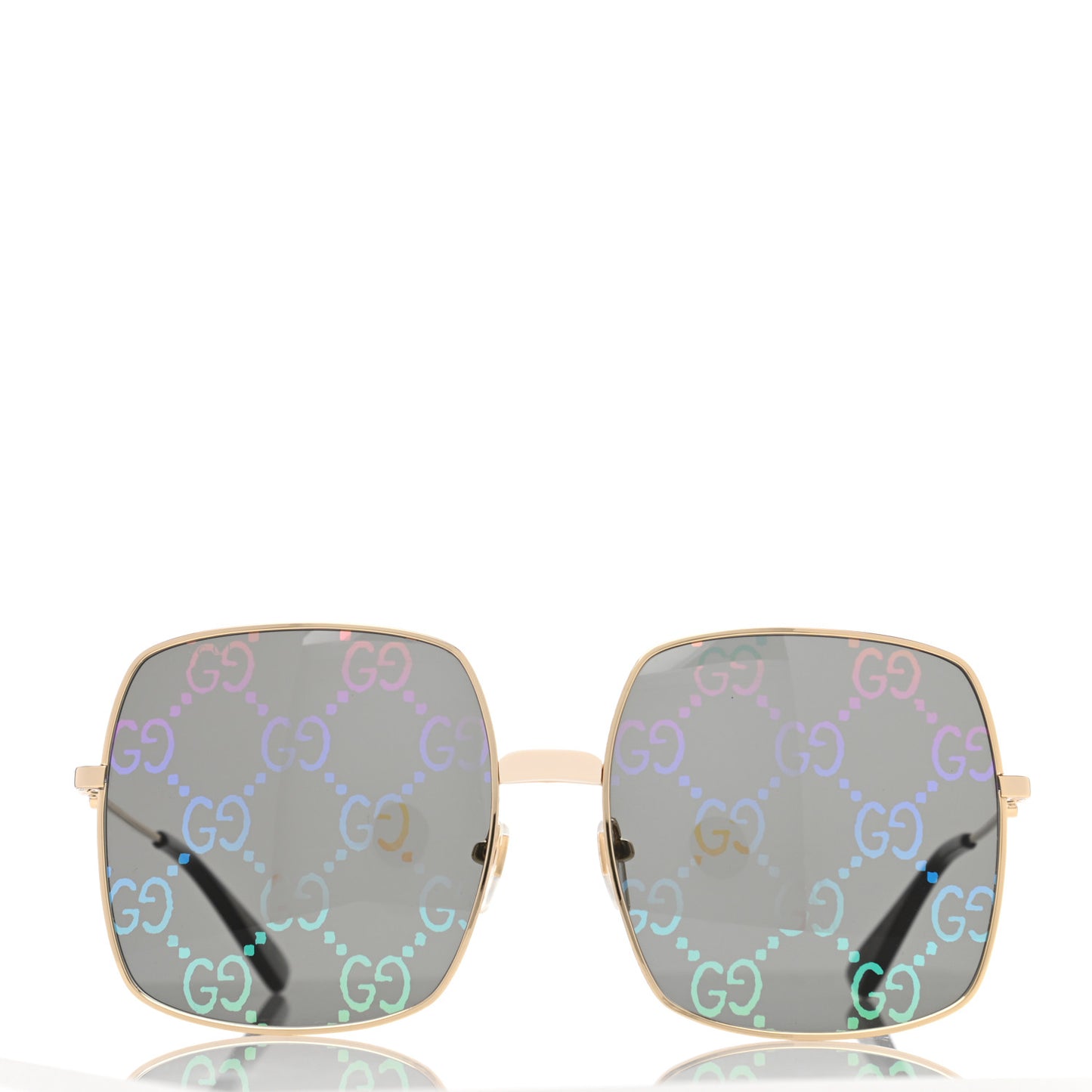 Metal Rectangular Frame Sunglasses GG0414S Gold Multicolor
