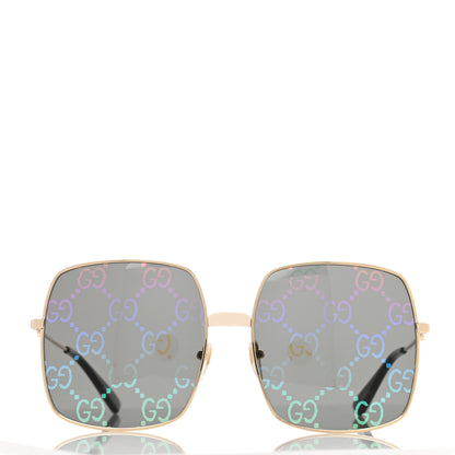 Gucci Metal Rectangular Frame Sunglasses GG0414S Gold Multicolor 3 of 16
