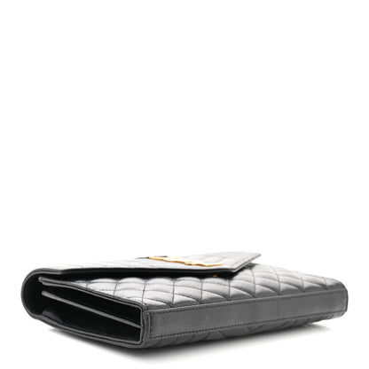 Saint Laurent Grain De Poudre Mixed Matelasse Triquilt Monogram Chain Wallet Black 4 of 10
