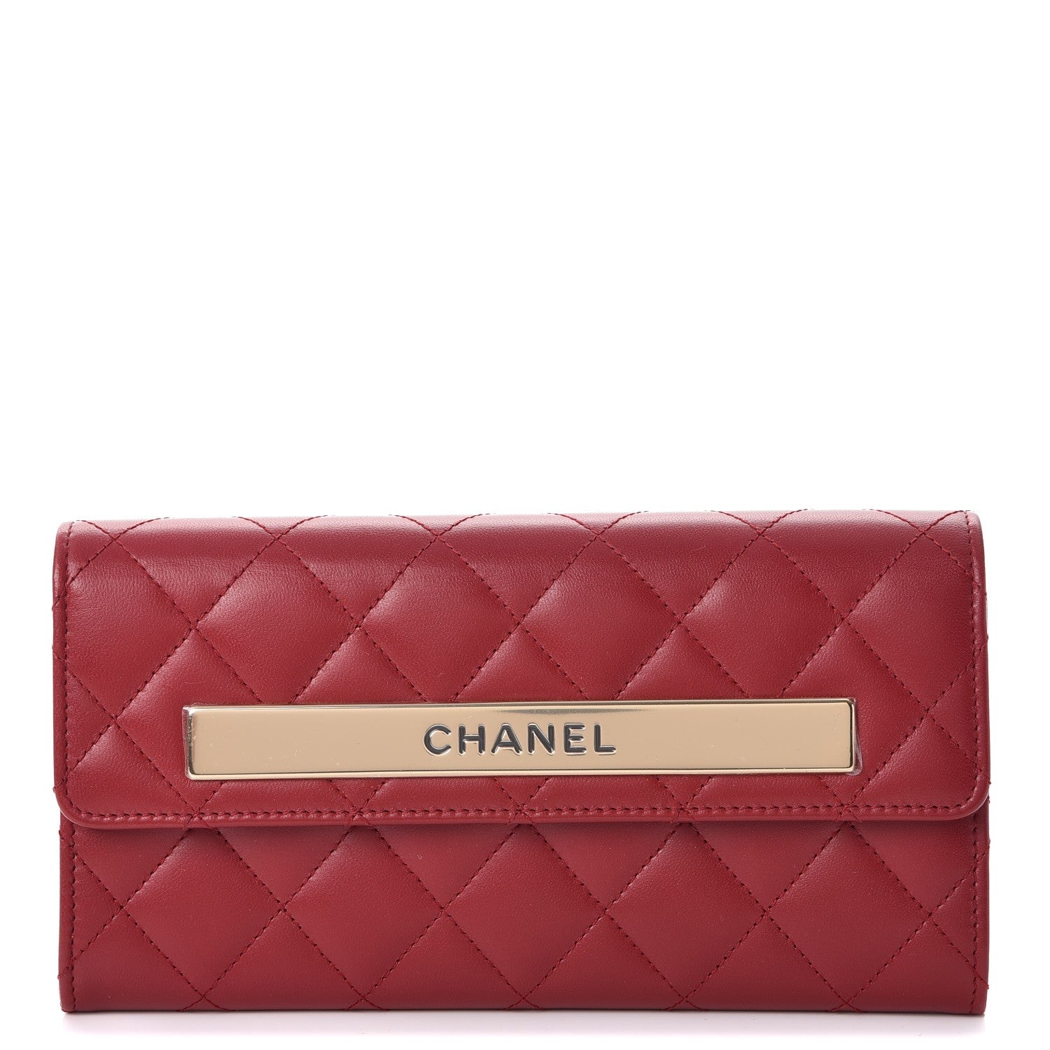 Chanel Lambskin Quilted Trendy CC Large Gusset Flap Wallet Dark Red 1 of 9