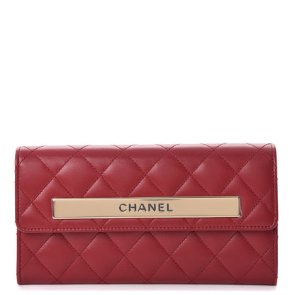 Chanel Lambskin Quilted Trendy CC Large Gusset Flap Wallet Dark Red 1 of 9