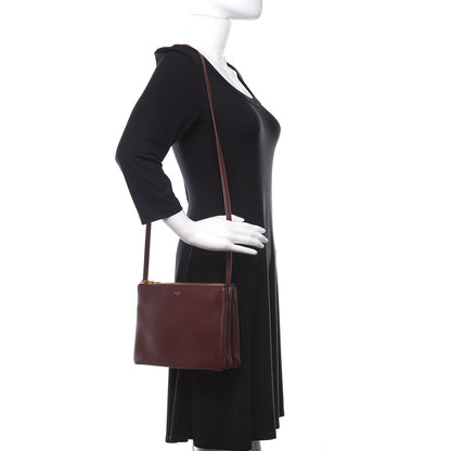 Celine Lambskin Large Trio Crossbody Bag Burgundy 2 of 13