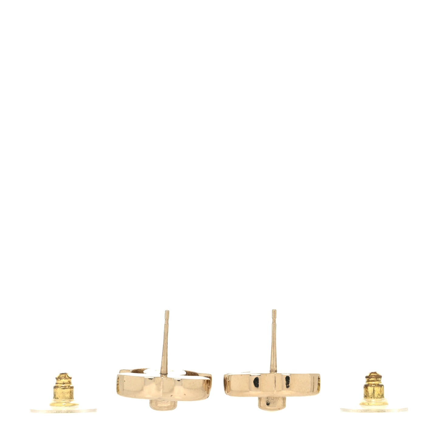 Metal CC Turnlock Clip On Earrings Gold