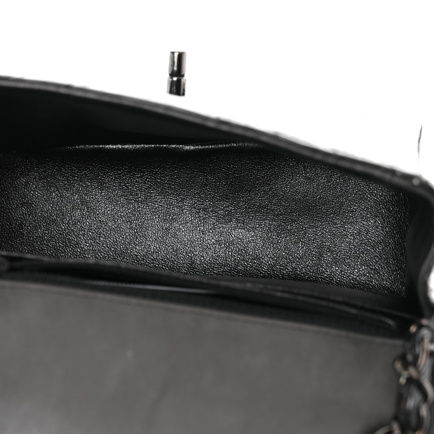 Chanel Metallic Crumpled Calfskin Chevron Quilted Mini Square Flap Black 5 of 11