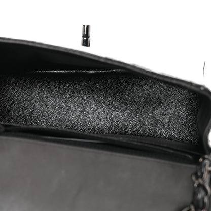 Chanel Metallic Crumpled Calfskin Chevron Quilted Mini Square Flap Black 5 of 11