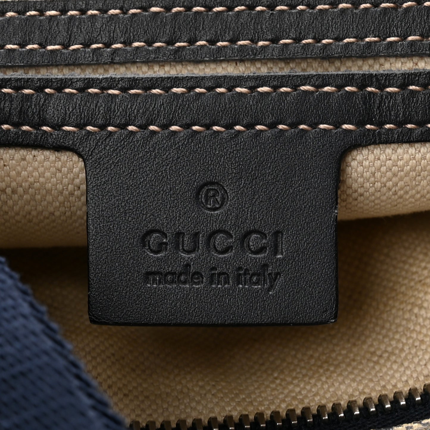 GG Supreme Monogram Small Flat Side Zip Messenger Bag Beige Blue