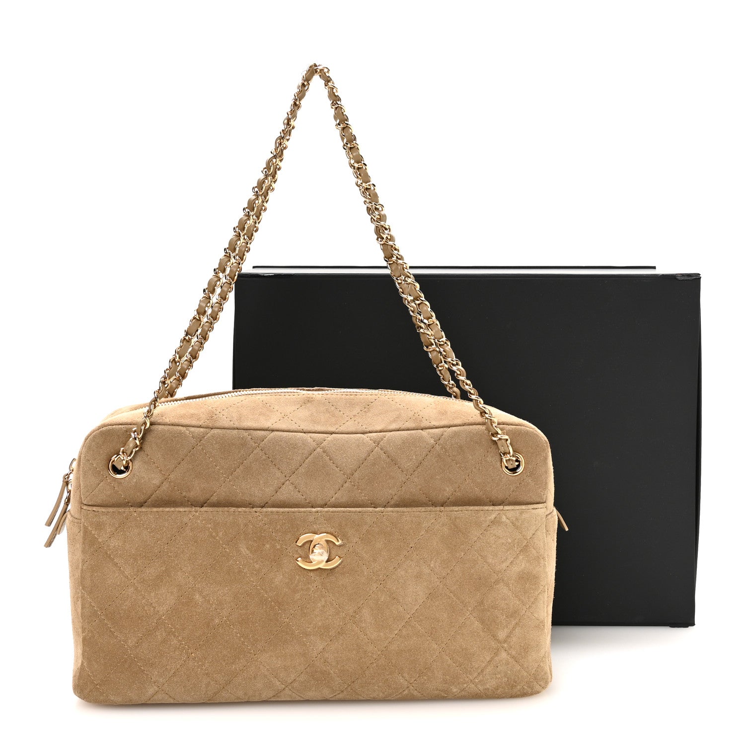 Chanel Suede Calfskin Quilted Camerissimo Case Beige 11 of 11