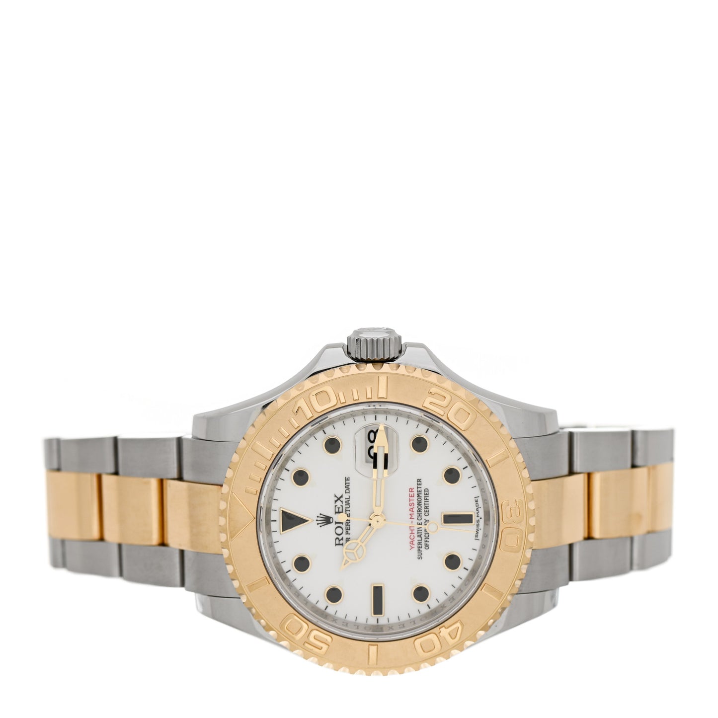 Stainless Steel 18K Yellow Gold 40mm Oyster Perpetual Date Yacht-Master Watch White 16623