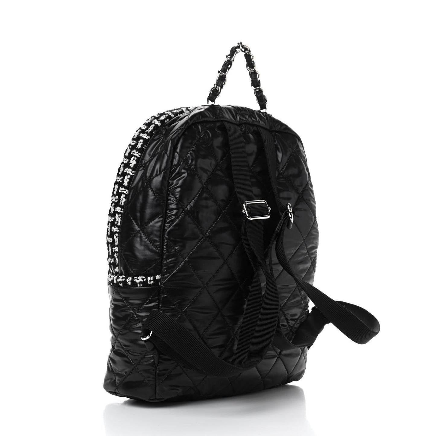 Nylon Tweed CC Backpack Black White
