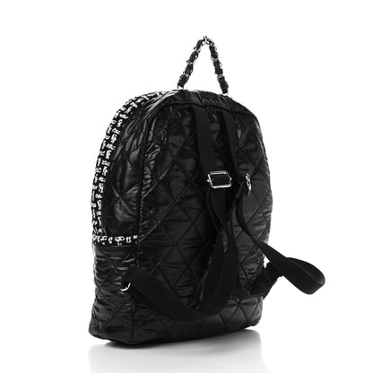 Chanel Nylon Tweed CC Backpack Black White 2 of 4