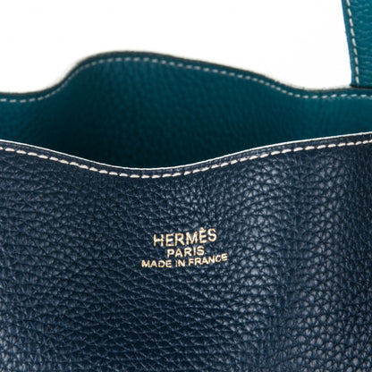 Hermes Taurillon Clemence Double Sens 36 Reversible Tote Bleu Sapphire Izmir 12 of 19