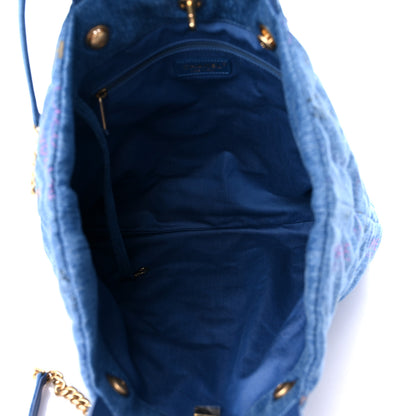 Chanel Denim Quilted Denim Mood Maxi Shopping Bag Blue Multicolor 5 of 9