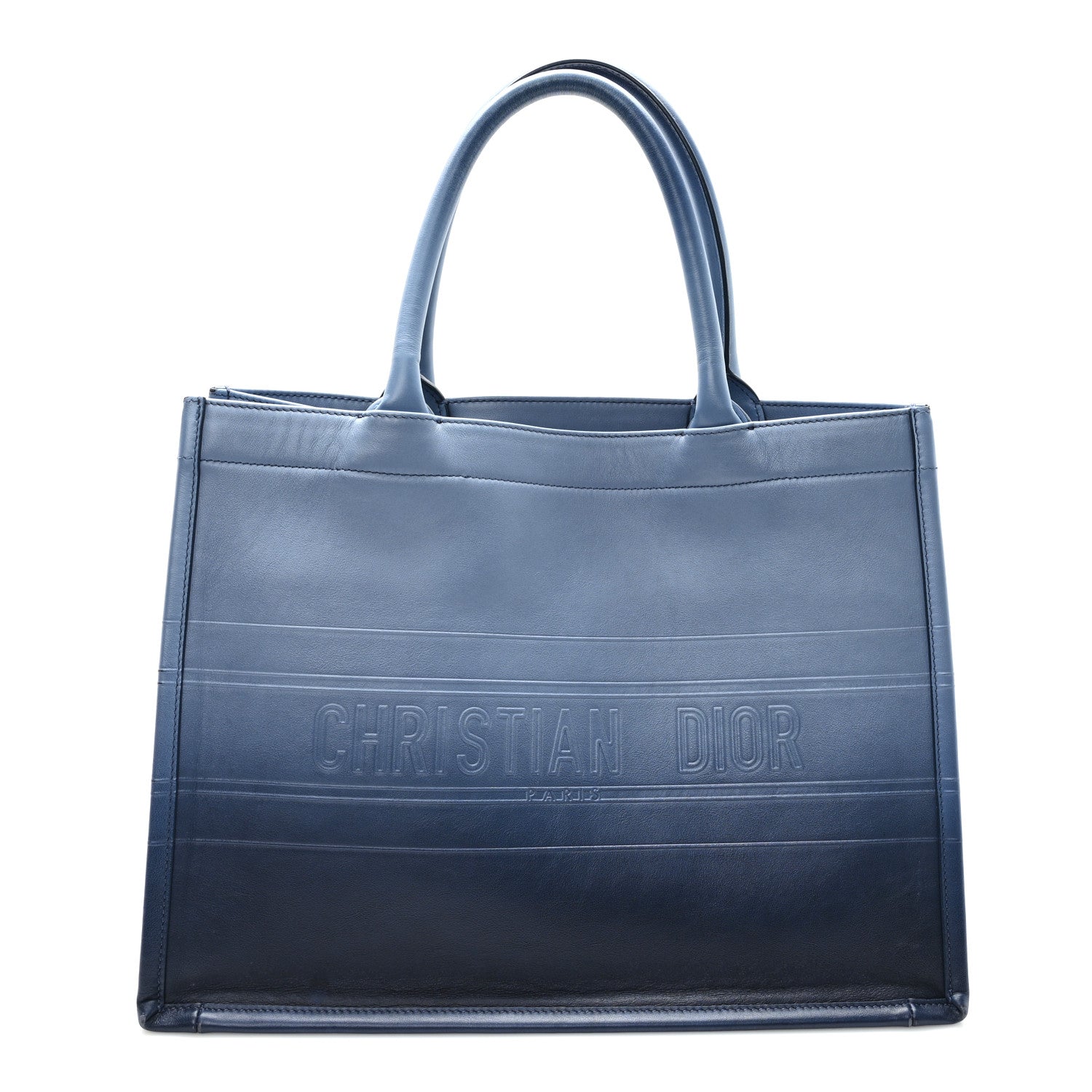 Christian Dior Gradient Smooth Calfskin Embossed Medium Book Tote Indigo Blue 1 of 12