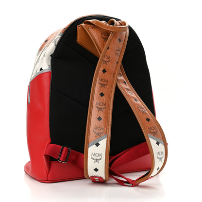 MCM Visetos Chevron Medium Colorblock Stark Backpack Red 2 of 11