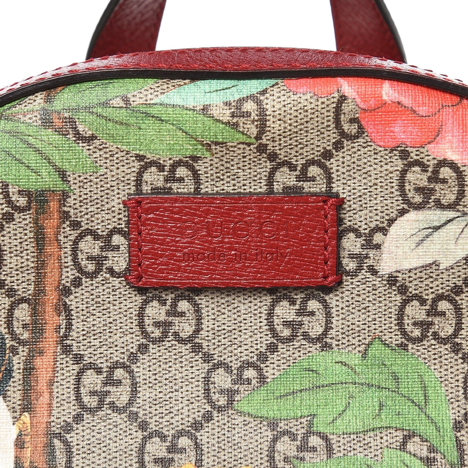 Gucci GG Supreme Monogram Tian Web Small Day Backpack Beige Multicolor Red 6 of 8
