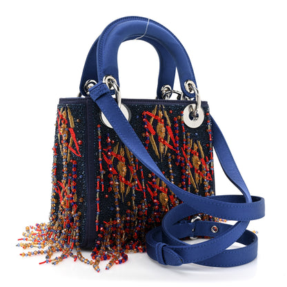Christian Dior Satin Sequin Embroidered Mini Lady Dior Blue Multicolor 3 of 9