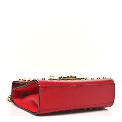 Gucci Calfskin Studded Small Padlock Shoulder Bag Hibiscus Red 4 of 10
