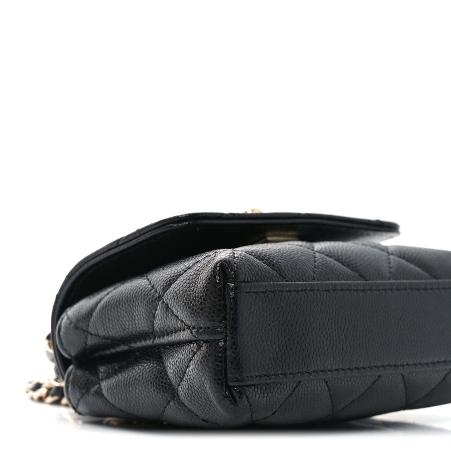 Caviar Quilted Nano Coco Handle Clutch With Chain Black