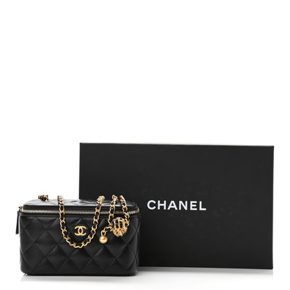 Chanel Lambskin Quilted Small Pearl Crush Vanity Case With Chain Black 12 of 12