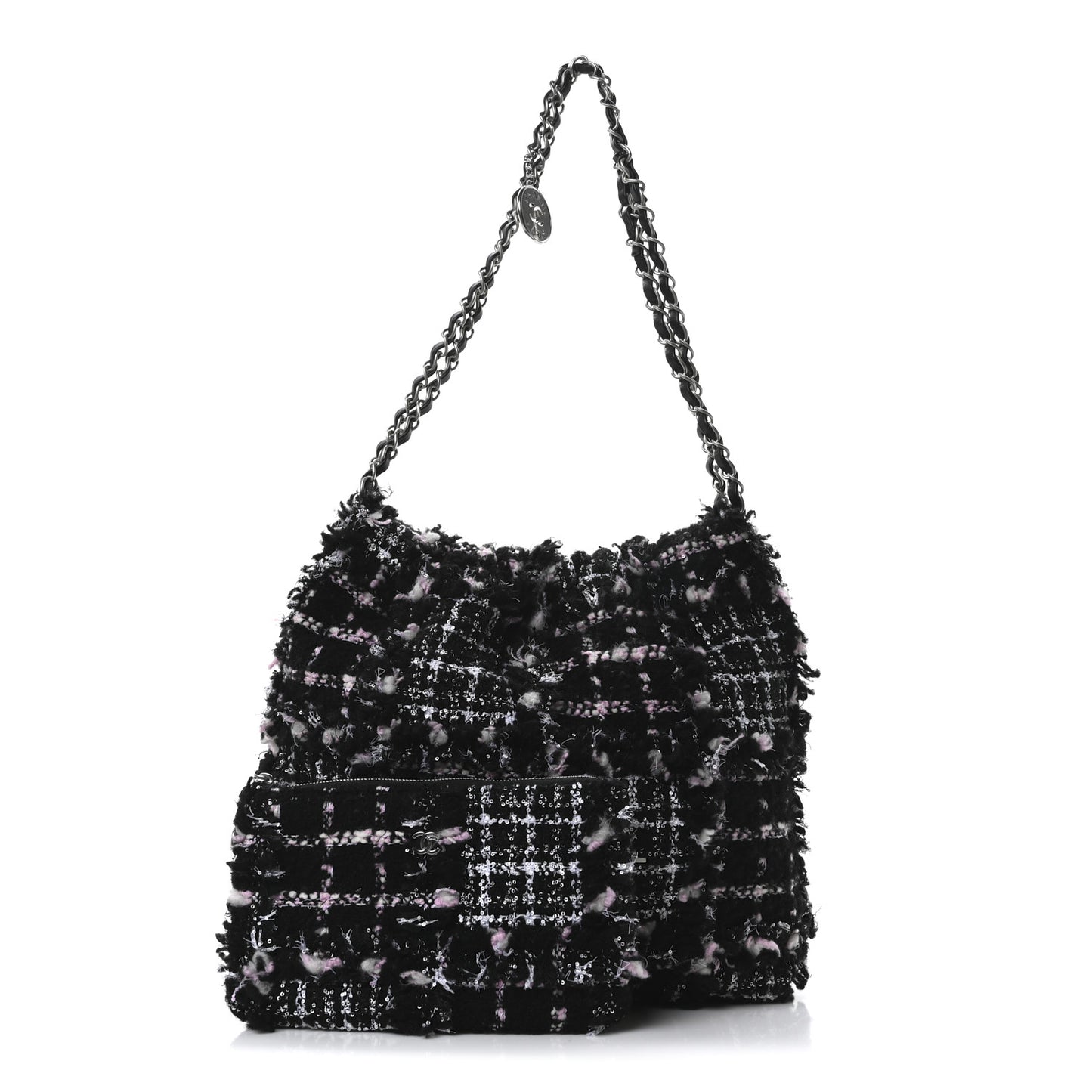 Tweed Patchwork Quilted Small Chanel 22 Black Pink White