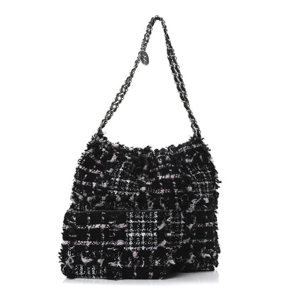 Chanel Tweed Patchwork Quilted Small Chanel 22 Black Pink White 3 of 11