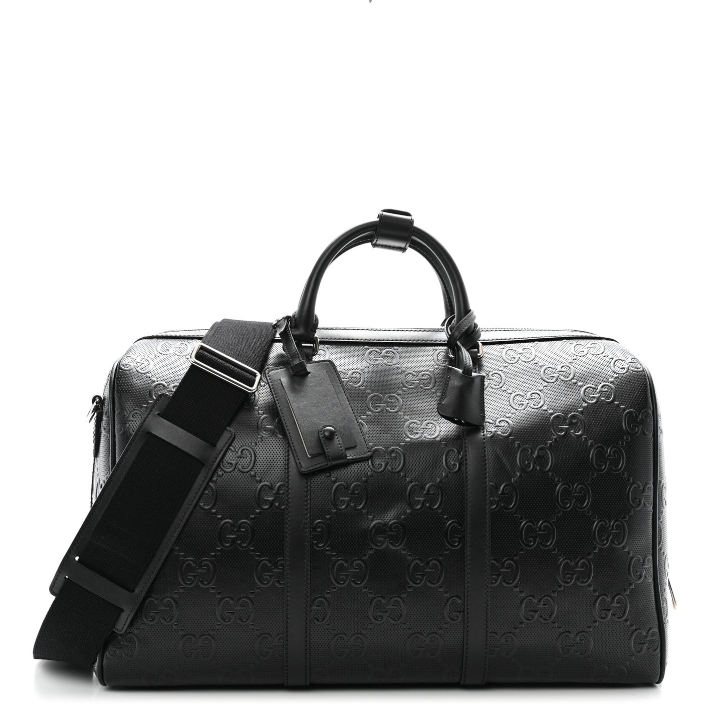 Calfskin GG Tennis Embossed Duffle Bag Black