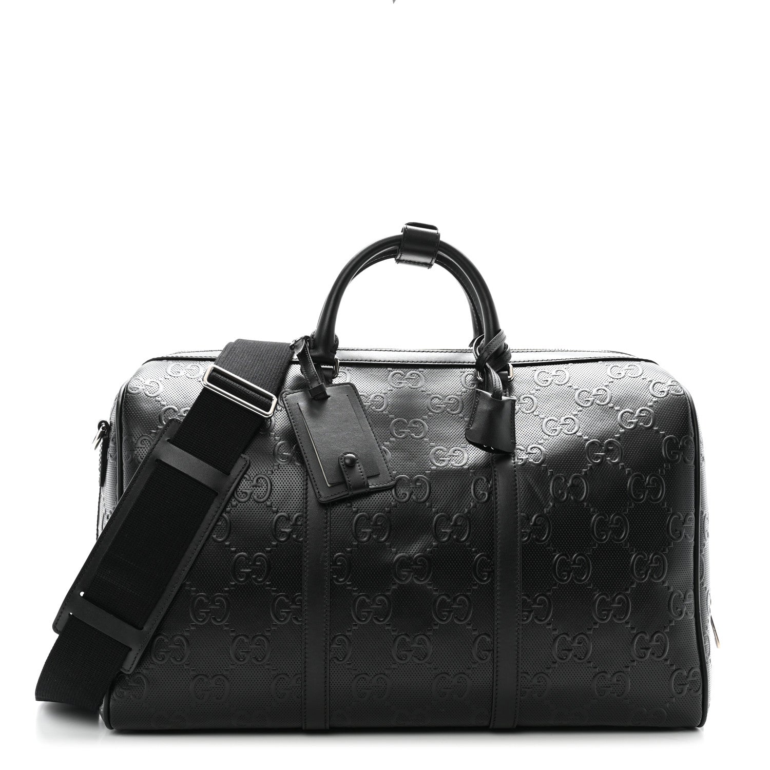 Gucci Calfskin GG Tennis Embossed Duffle Bag Black 1 of 13