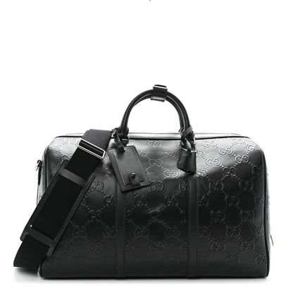 Gucci Calfskin GG Tennis Embossed Duffle Bag Black 1 of 13