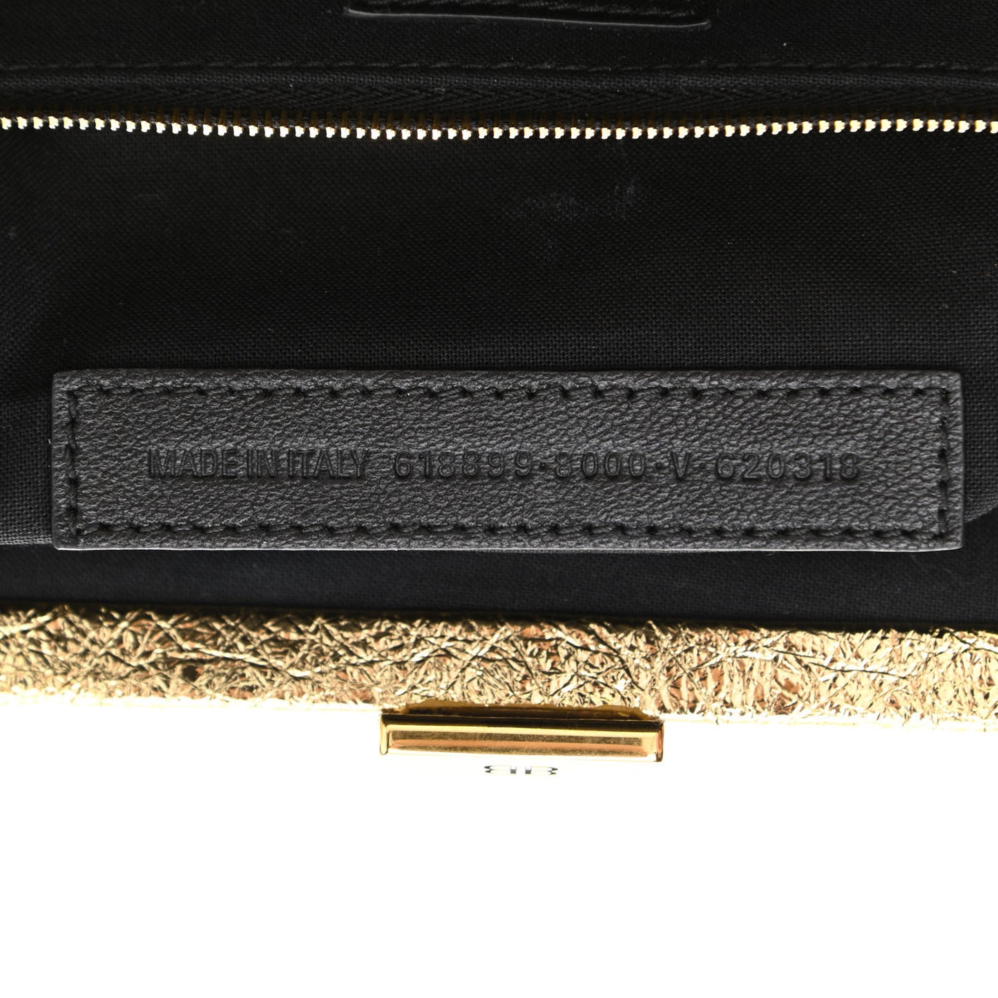 Metallic Textured Calfskin Logo XL Cloud Clutch Gold