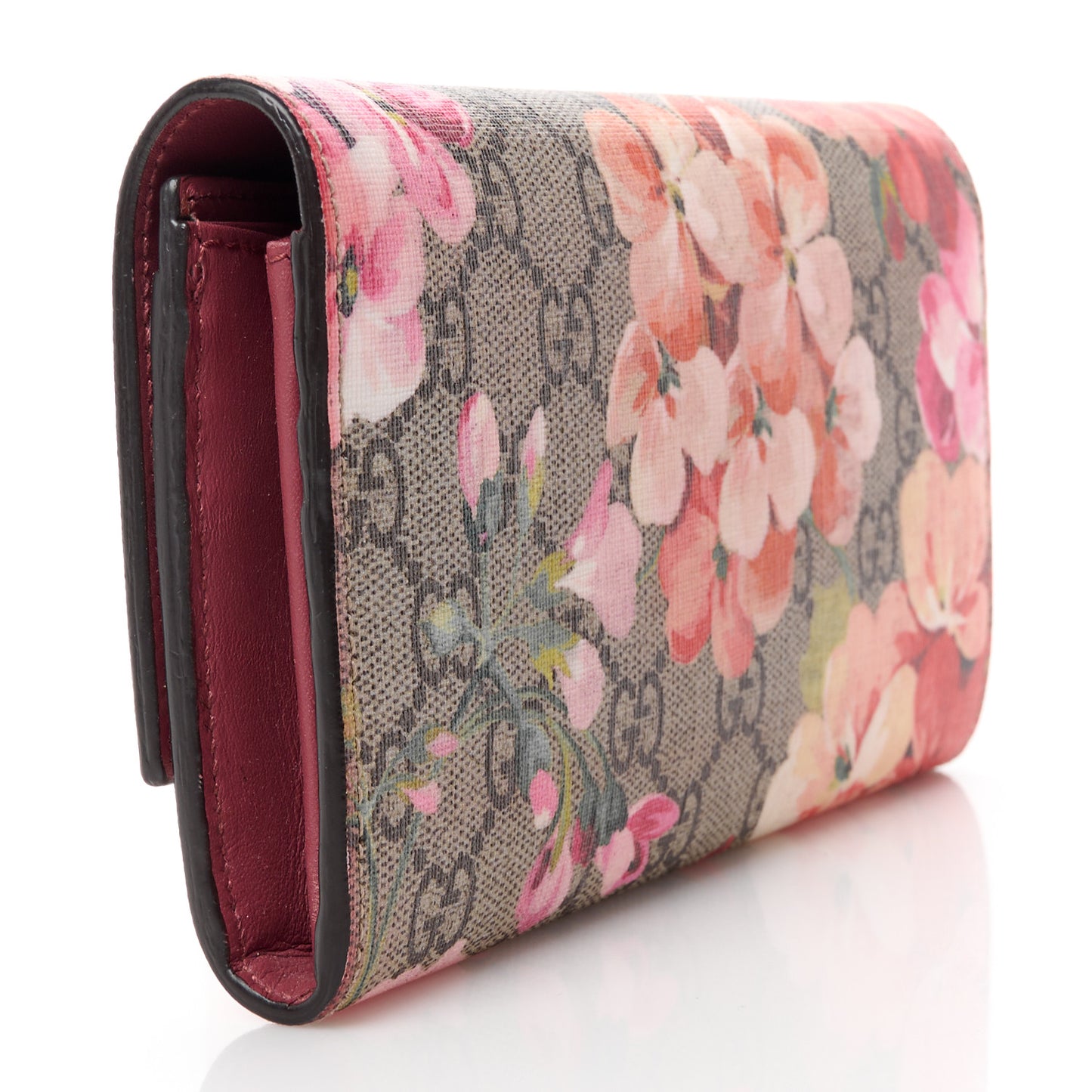 GG Supreme Monogram Blooms Continental Wallet Beige Multicolor Dry Rose