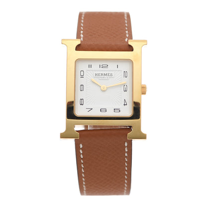 Hermes Stainless Steel Epsom 26mm Heure H Hour Quartz Watch Gold 1 of 4