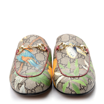 Gucci GG Supreme Monogram Tian Womens Princetown Slippers 36 Beige Ebony Multicolor 2 of 11
