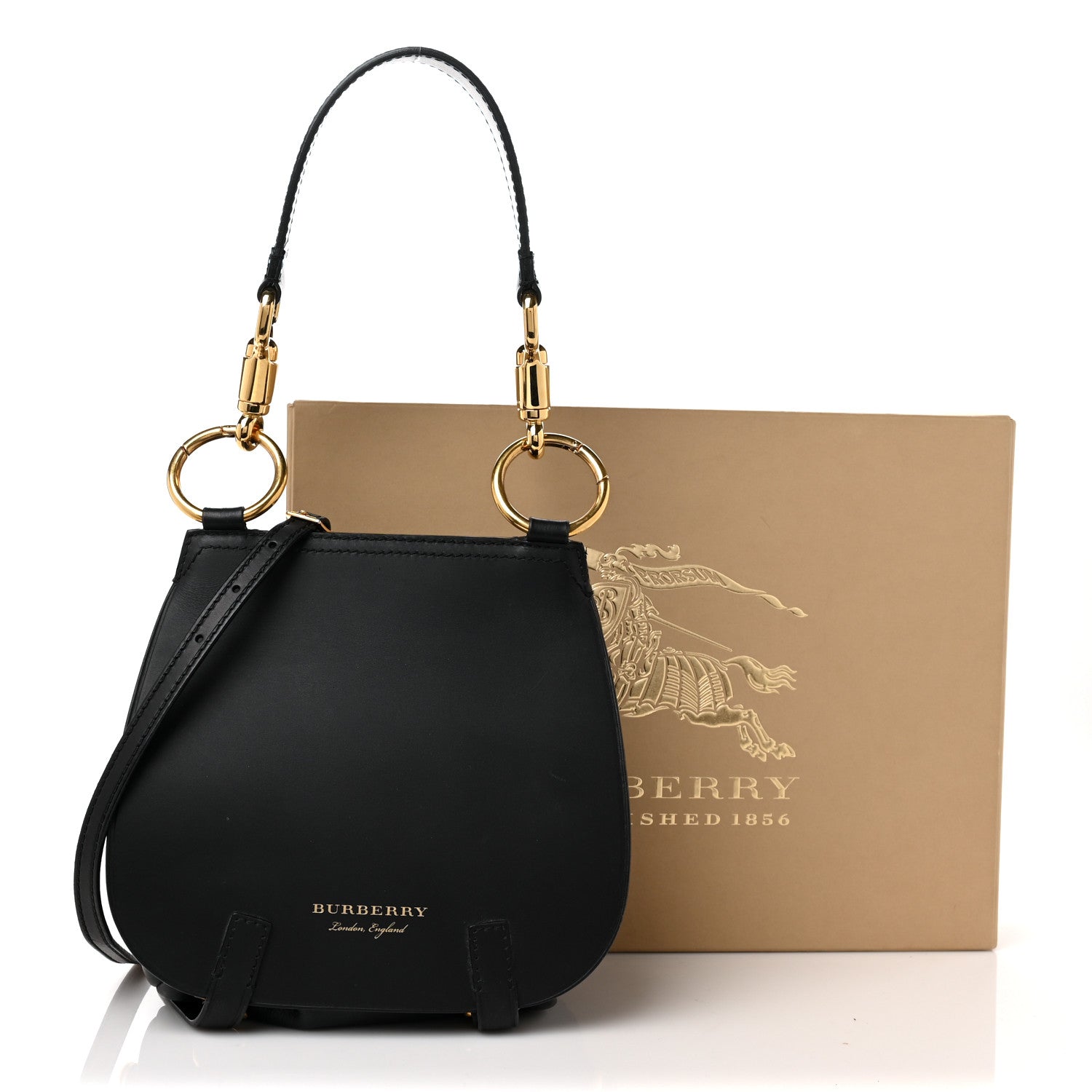 Burberry Calfskin Large Bridle Saddle Bag Black 10 of 10