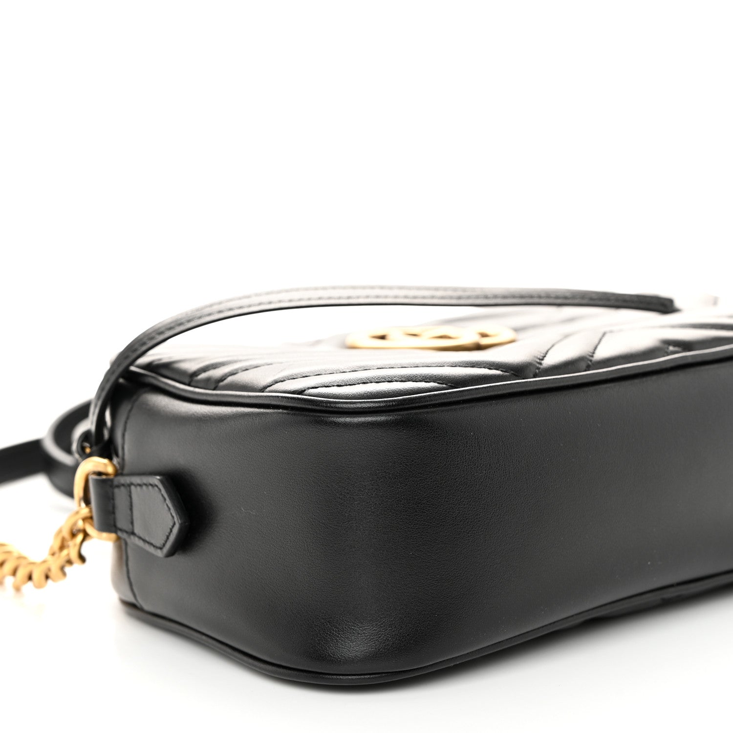 Gucci Calfskin Matelasse Small GG Marmont Chain Shoulder Bag Black 9 of 10