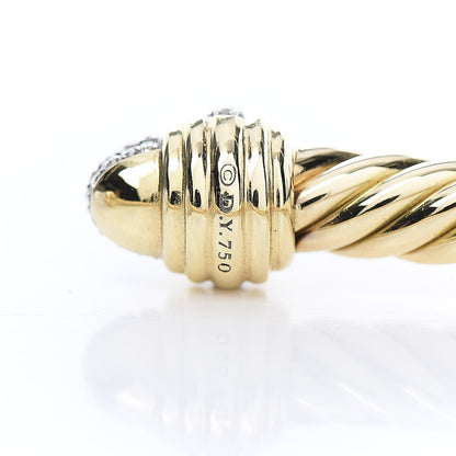 David Yurman 18K Yellow Gold Pave Diamond 5mm Cable Bracelet 4 of 6
