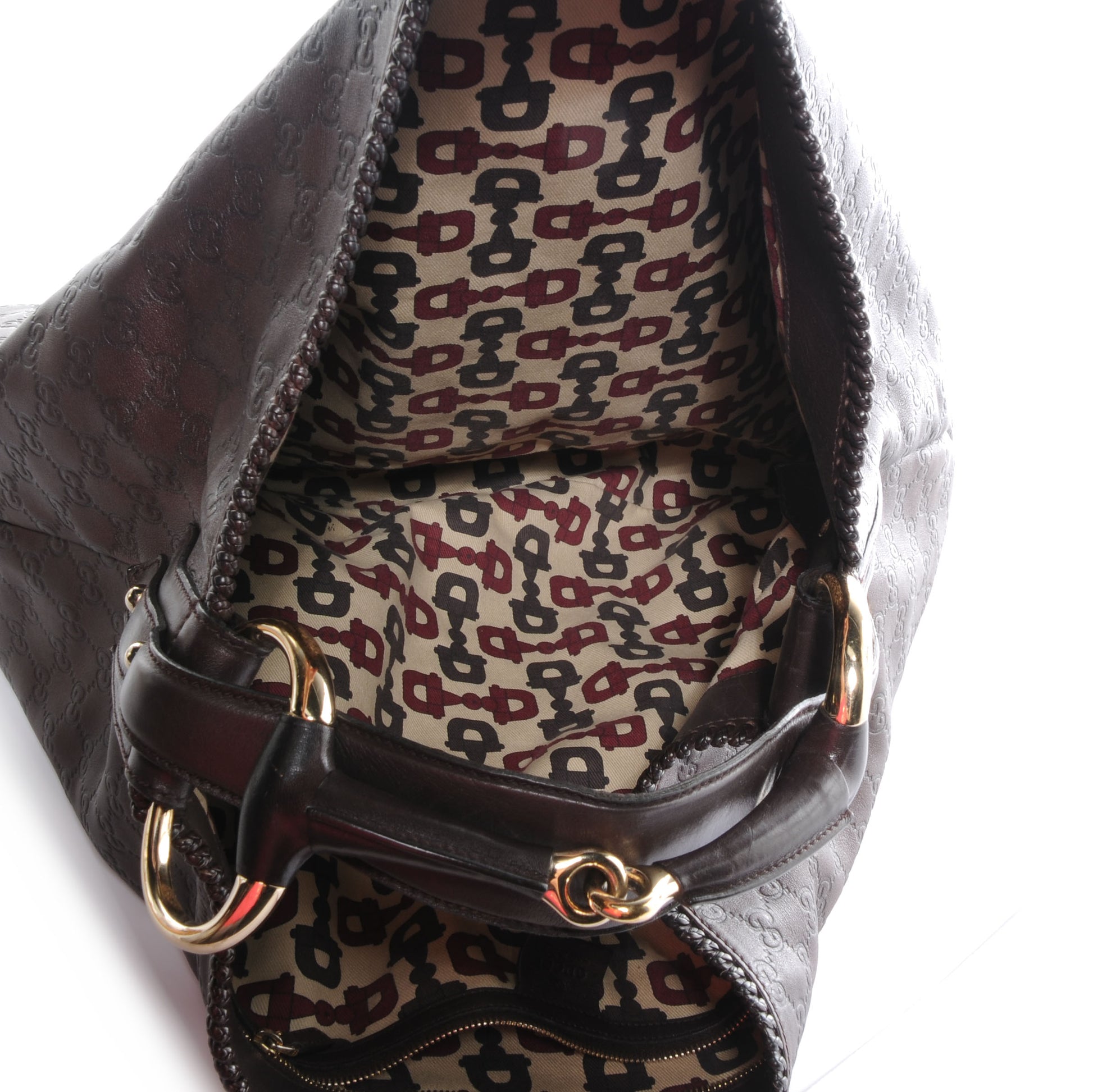 Gucci Guccissima Large Horsebit Chain Hobo Chocolate Brown 5 of 7
